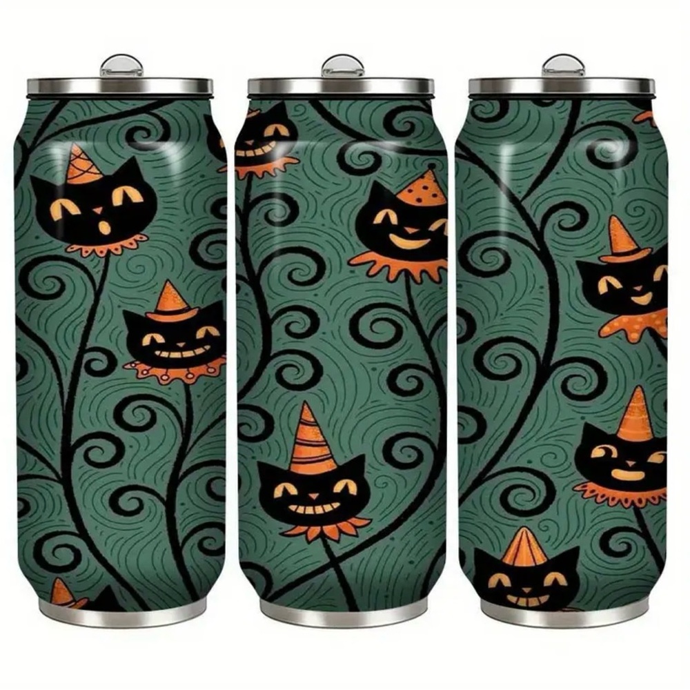 New Johanna Parker Inspired Vintage Style Halloween Cat Steel Tumbler